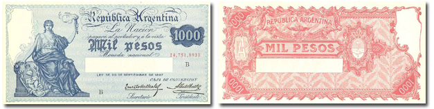 روی اسکناس — 1000 peso آرژانتین