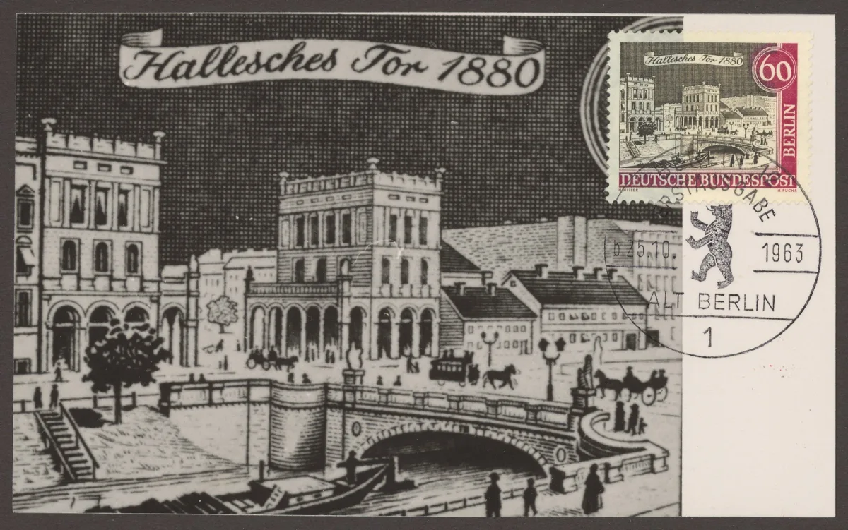 Ansichtskarte "Hallesches Tor 1880", Erstausgabe Briefmarke 1963 — تصویر رکورد یوروپیانا