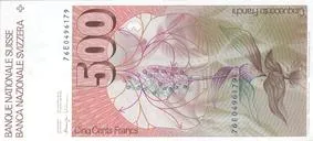 پشت اسکناس 500 francs فرانک سوئیس