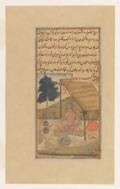 Yogi sitting cross-legged, from the Ocean of Immortality (Bahr al-Hayat) — تصویر رکورد یوروپیانا