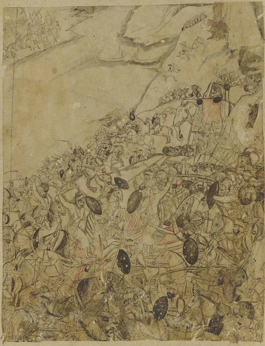 A Battle on the banks of a river — تصویر رکورد موزهٔ ملی هنر آسیایی اسمیتسونیان (دسترسی آزاد)