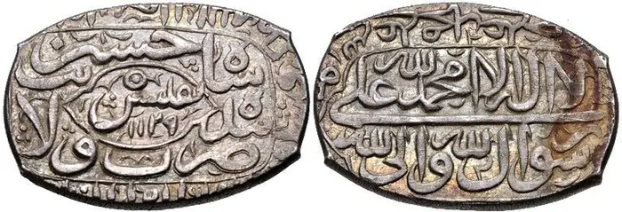 روی و پشت «۵ شاهی — شاه سلطان حسین صفوی، ۱۷۱۶–۱۷۱۷ م» — عکس رکورد کاتالوگ نومیستا