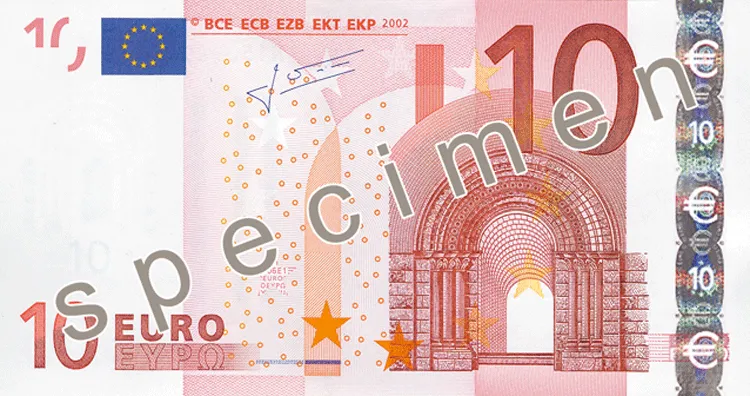 روی اسکناس €10 یورو