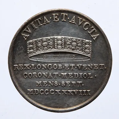Medalie (jeton) dedicată încoronării lui Ferdinand al V-lea ca rege al Lombardiei și Veneției — تصویر رکورد یوروپیانا — شمارهٔ رکورد 995d 7aca00ff7eee