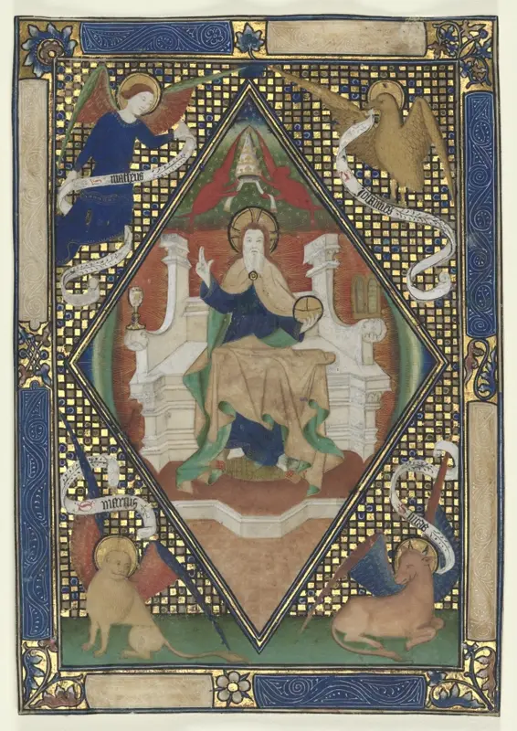 Canon Page from a Missal: Christ in Majesty with Evangelists — تصویر رکورد موزهٔ هنر کلیولند (دسترسی آزاد)