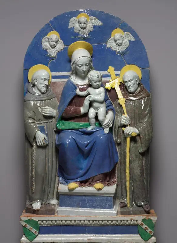 Virgin and Child Enthroned with Saints Francis and Giovanni Gualberto — تصویر رکورد موزهٔ هنر کلیولند (دسترسی آزاد)