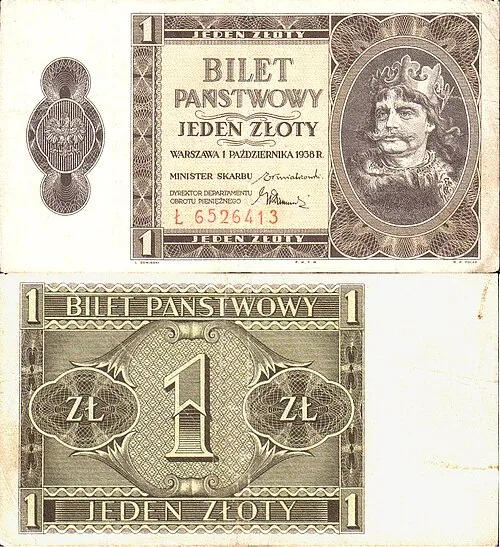 روی اسکناس — 1zloty لهستان