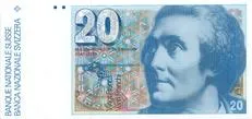 روی اسکناس 20 francs فرانک سوئیس