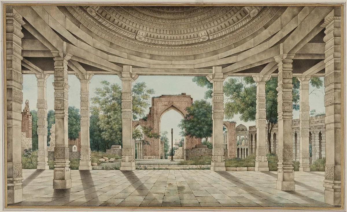 The Mosque of Delhi and the Iron Pillar — تصویر رکورد موزهٔ ملی هنر آسیایی اسمیتسونیان (دسترسی آزاد)