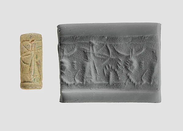 Cylinder seal with hunting scene — تصویر رکورد موزهٔ متروپولیتن (دسترسی آزاد)