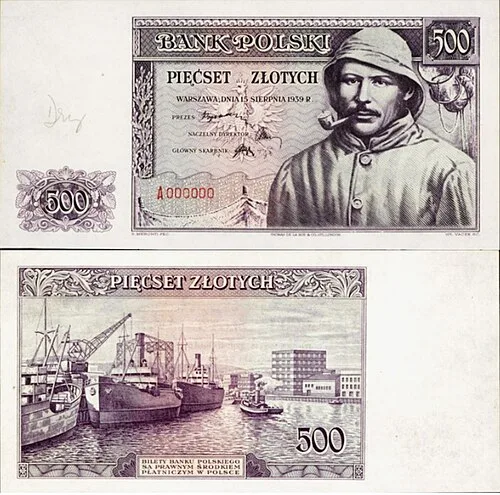 روی اسکناس — 500Zloty لهستان