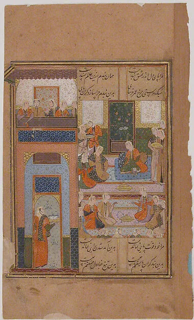 "Zulaykha with her Handmaidens After her Second Dream of Yusuf", Folio from a Yusuf and Zulaykha — تصویر رکورد موزهٔ متروپولیتن (دسترسی آزاد)