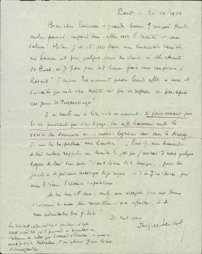 Scrisoare trimisă Mariei Cantacuzino-Enescu de către muzicologul francez Jacques Feschotte — تصویر رکورد یوروپیانا