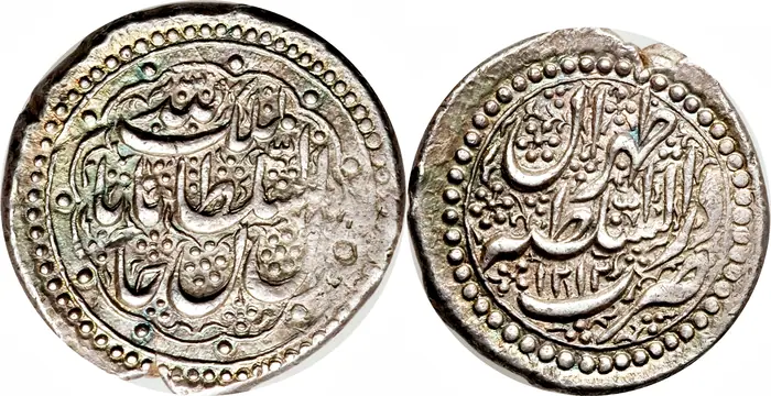 روی و پشت «۱ ریال — فتحعلی‌شاه قاجار، ۱۷۹۸ م» — عکس رکورد کاتالوگ نومیستا