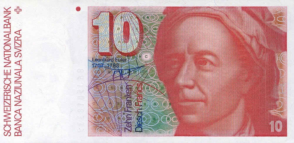 روی اسکناس 10 francs فرانک سوئیس