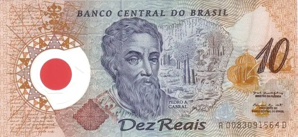 روی اسکناس 10 reais رئال برزیل
