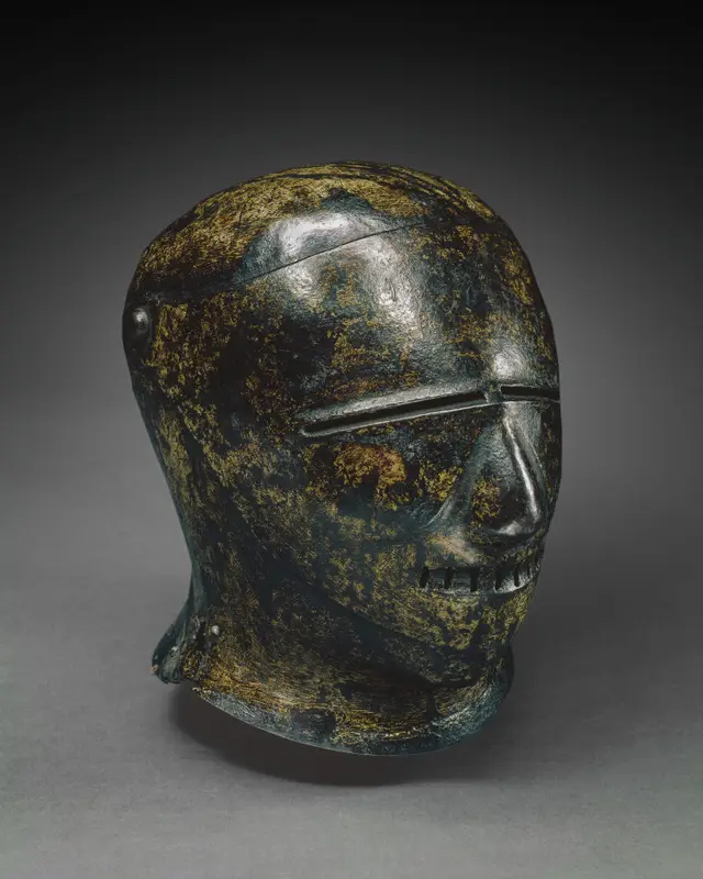 Closed Sallet with Grotesque Face (Schembart visor) — تصویر رکورد موزهٔ هنر کلیولند (دسترسی آزاد)