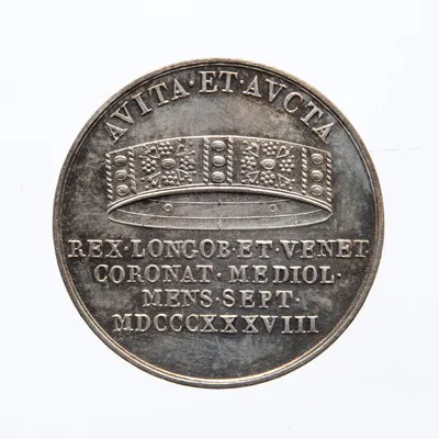 Medalie (jeton) dedicată încoronării lui Ferdinand al V-lea ca rege al Lombardiei și Veneției — تصویر رکورد یوروپیانا — شمارهٔ رکورد ab2e ade9b5fbc2de