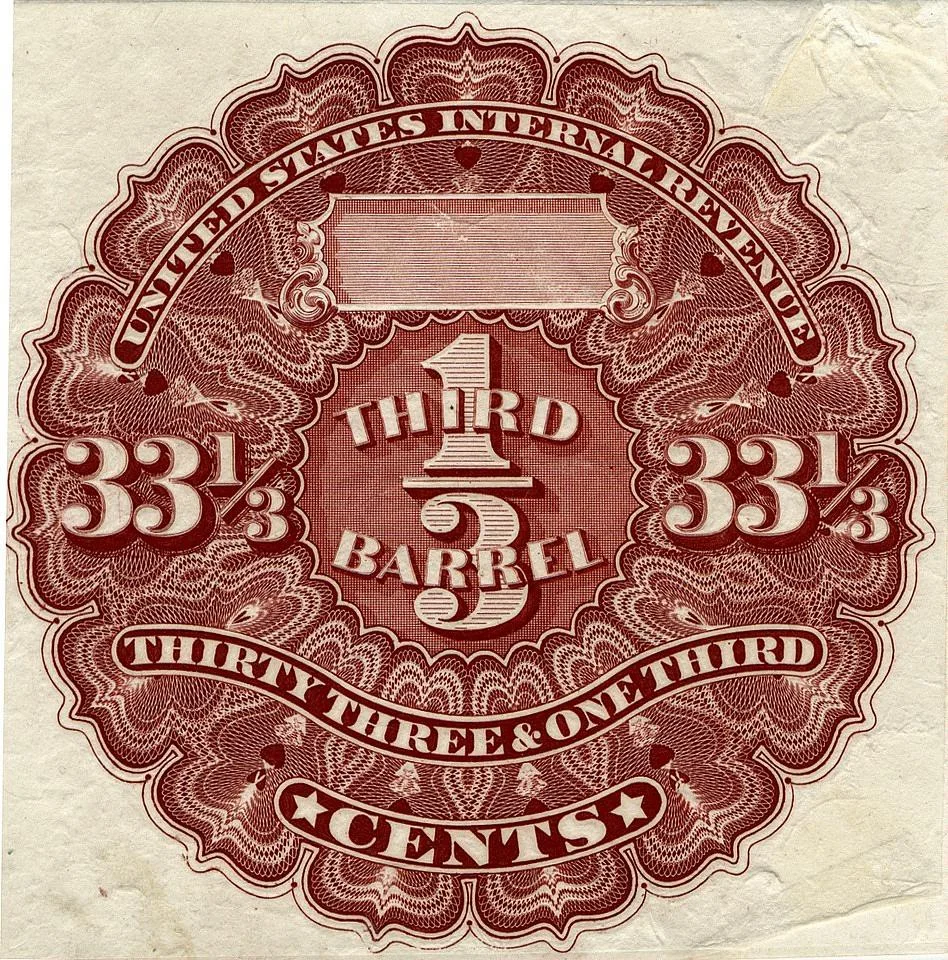 33 1/3c Beer revenue stamp single — تصویر رکورد موزهٔ ملی هنر آسیایی اسمیتسونیان (دسترسی آزاد)