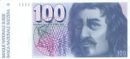 روی اسکناس 100 francs فرانک سوئیس