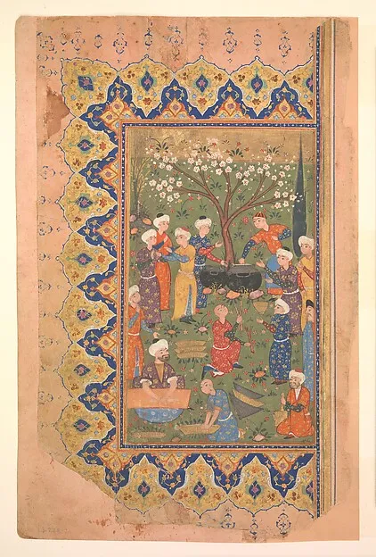 "Preparation For a Noon-Day Meal," Folio from a Divan (Collected Works) of Mir 'Ali Shir Nava'i — تصویر رکورد موزهٔ متروپولیتن (دسترسی آزاد)
