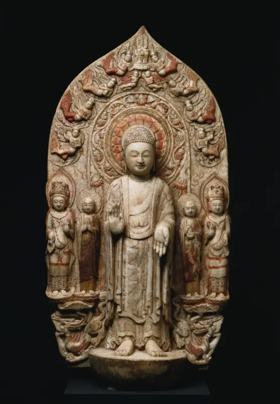 Stele with Shakyamuni and Maitreya — تصویر رکورد موزهٔ هنر کلیولند (دسترسی آزاد)