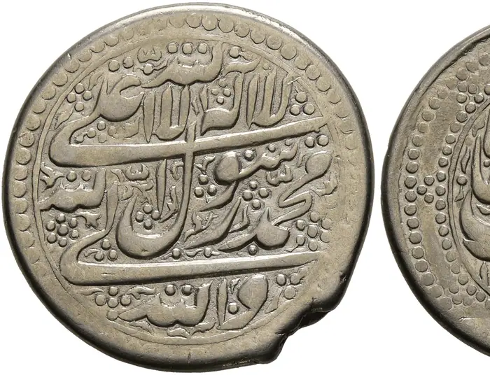 روی و پشت «۱ ریال — باباخان (فتحعلی‌شاه پیش از تاج‌گذاری)، ۱۷۹۷ م» — عکس رکورد کاتالوگ نومیستا