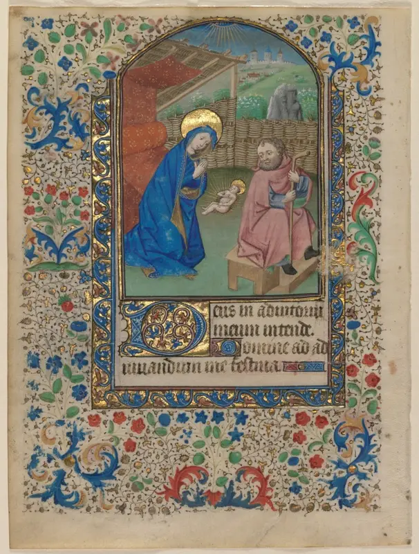 Leaf from a Book of Hours: The Nativity (recto) — تصویر رکورد موزهٔ هنر کلیولند (دسترسی آزاد)