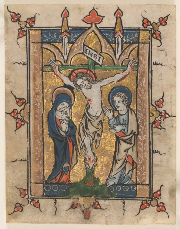 Leaf from a Psalter: The Crucifixion — تصویر رکورد موزهٔ هنر کلیولند (دسترسی آزاد)