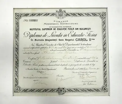Diplomă de licență în educație fizică acordată lui Constantin Medeleanu — تصویر رکورد یوروپیانا