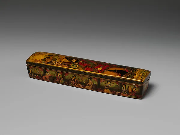Penbox with Portrait of Muhammad Shah Qajar — تصویر رکورد موزهٔ متروپولیتن (دسترسی آزاد)