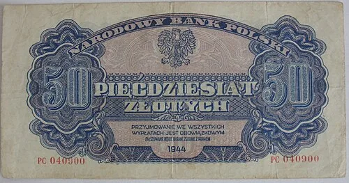 روی اسکناس — 50 złotych لهستان