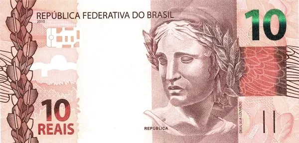 روی اسکناس 10 reais رئال برزیل