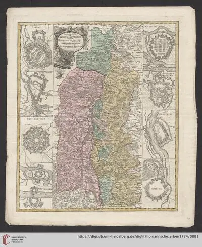 Theatrum Belli ad Rhenum Superior : nec non Munimentorum tum Imperialium, tum Gallicorum ichnographica exhibitio accurate tradita — تصویر رکورد یوروپیانا