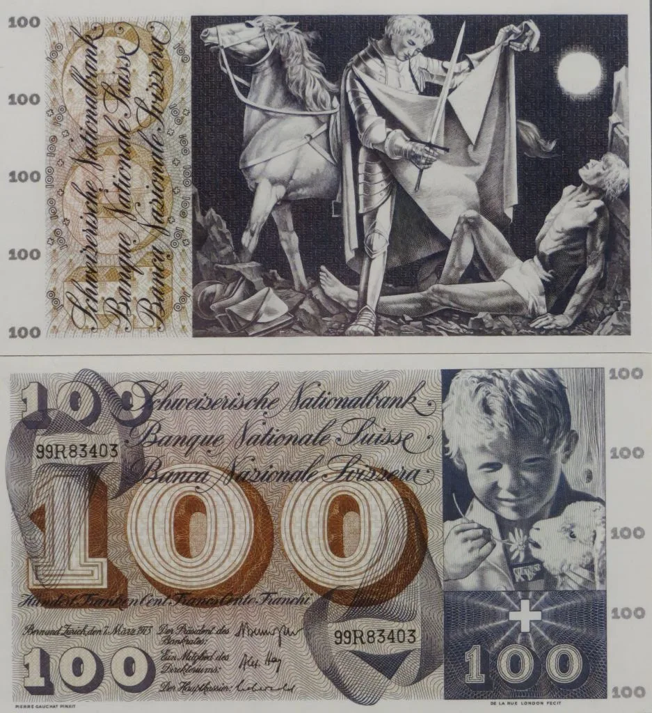 Banknote Fr 100,  historisch, 1957 — تصویر رکورد یوروپیانا