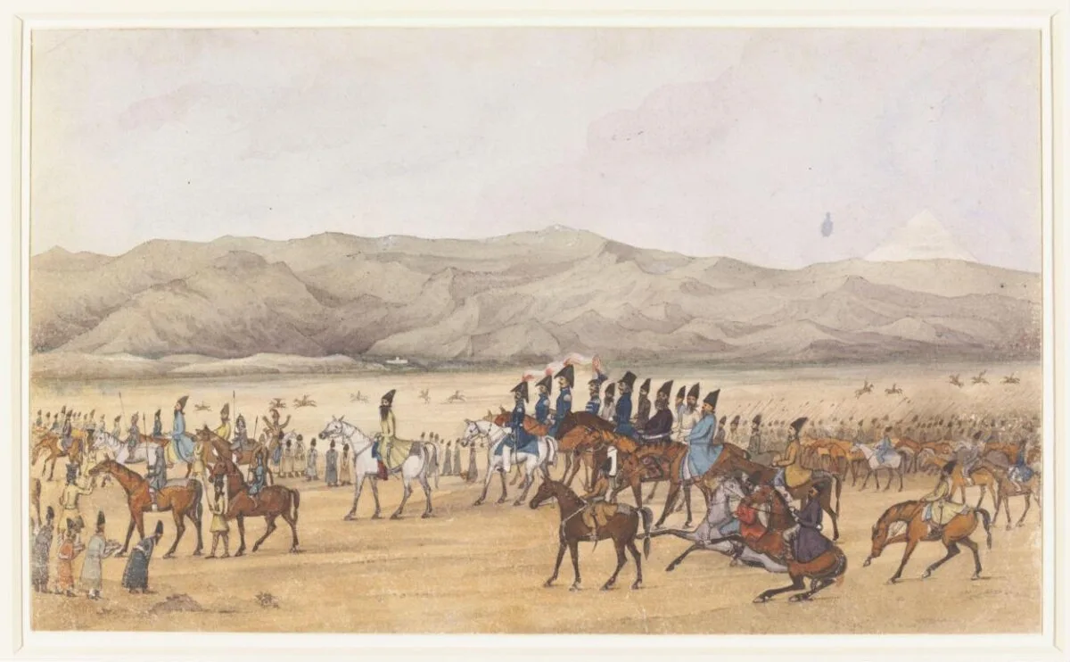 Istakball or public entry of H. R. H. Abbas Mirza at Tehran after the Campaign in Khorassan on the 15th. of June 1833 — تصویر رکورد موزهٔ ویکتوریا و آلبرت