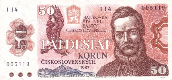 روی اسکناس 50 Kčs کرون چک