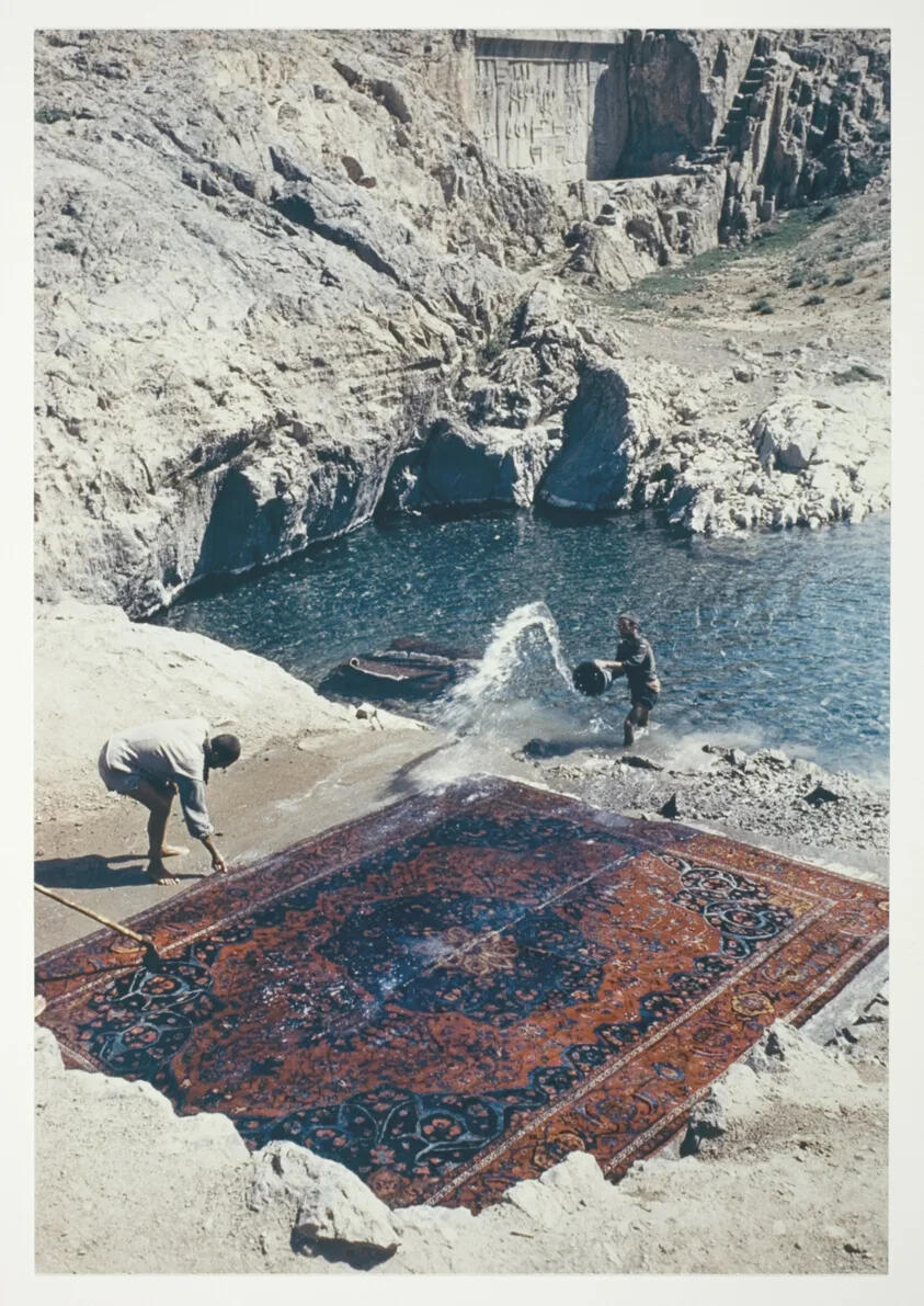 Iran: Washing and Scrubbing a Rug — تصویر رکورد مؤسسهٔ هنر شیکاگو (دسترسی آزاد)