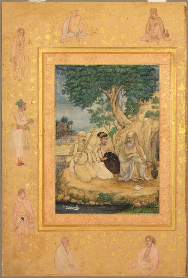 Prince and ascetics, from the Late Shah Jahan Album — تصویر رکورد موزهٔ هنر کلیولند (دسترسی آزاد)