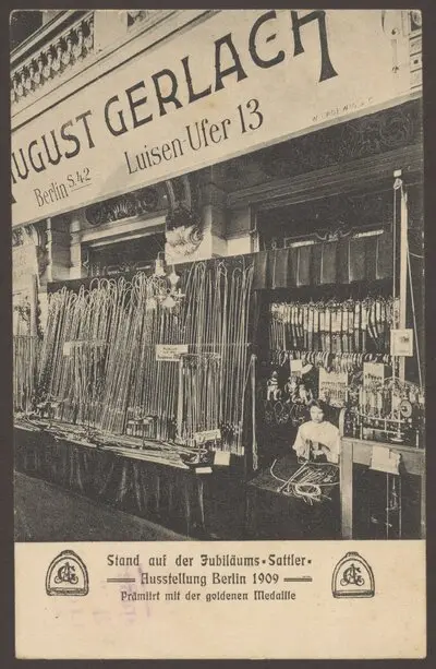 Werbepostkarte Sattlerei "August Gerlach", Luisen-Ufer 13 — تصویر رکورد یوروپیانا