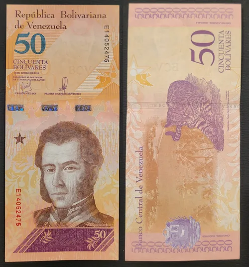 روی اسکناس — 50 Bolivares ونزوئلا