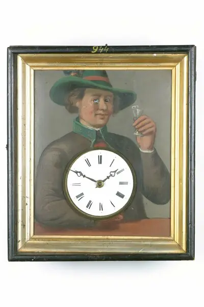 Rahmenuhr mit Augenwender, Schwarzwald um 1860 — تصویر رکورد یوروپیانا