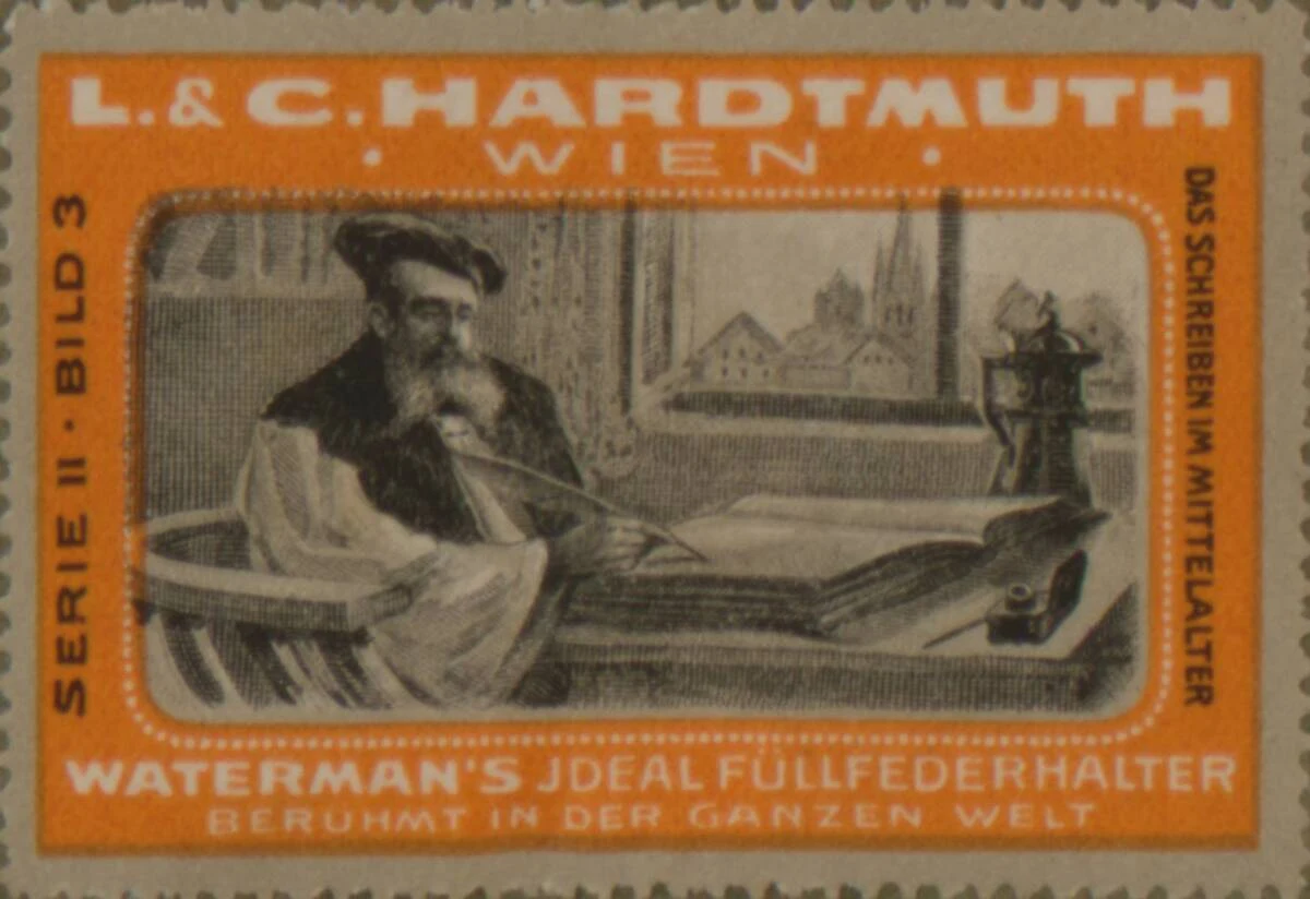 Werbeverschlussmarke für Waterman's Ideal Füllfederhalter von L. & C. Hardtmuth Wien. Serie II Bild 3 — تصویر رکورد یوروپیانا