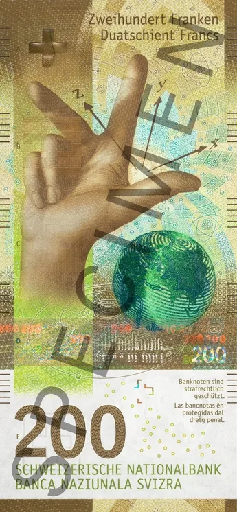 روی اسکناس 200 francs فرانک سوئیس
