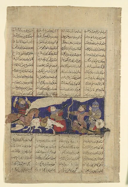 "The Combat of Rustam and Ashkabus", Folio from a Shahnama (Book of Kings) — تصویر رکورد موزهٔ متروپولیتن (دسترسی آزاد)