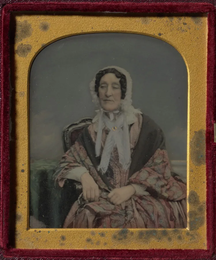High-born lady in white bonnet — تصویر رکورد موزهٔ هنر کلیولند (دسترسی آزاد)