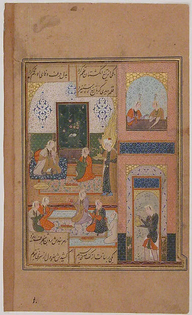 "Yusuf Summoned by Zulaykha to Serve at a Feast", Folio from a Yusuf and Zulaykha — تصویر رکورد موزهٔ متروپولیتن (دسترسی آزاد)