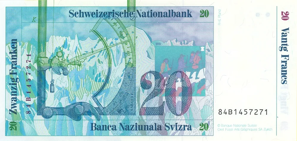 پشت اسکناس 20 francs فرانک سوئیس