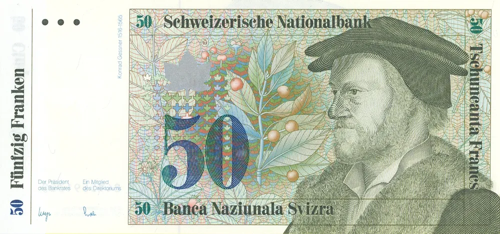 روی اسکناس 50 francs فرانک سوئیس
