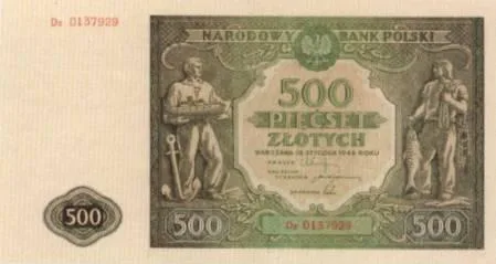 روی اسکناس — 500 złotych لهستان